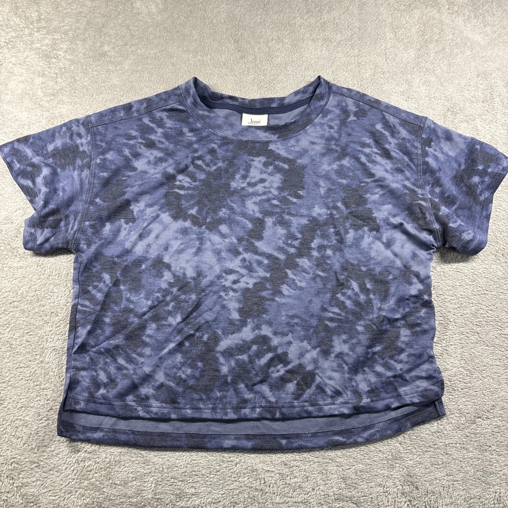 NEW! Jenni Intimates Soft‎ PJ Top Swirl Tie Dye Navy Short Sleeve Small